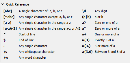 RegEx Quick Reference